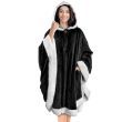 Hoodie Blanket Wrap, Snuggle Robe, Sweatshirt, Soft Cuddle Poncho with Hat (Color: Black)