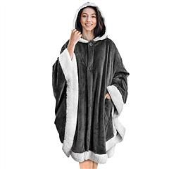 Hoodie Blanket Wrap, Snuggle Robe, Sweatshirt, Soft Cuddle Poncho with Hat (Color: Grey)