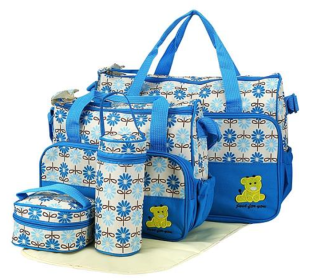 Baby Nappy Diaper Bags Set, Diaper Shoulder Bags with Nappy Changing Pad (Color: Blue)