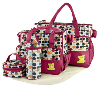 Baby Nappy Diaper Bags Set, Diaper Shoulder Bags with Nappy Changing Pad (Color: Red)