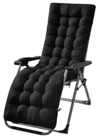 Thick Cushion Chaise Lounger, Deck Recliner Chair (Color: Black)