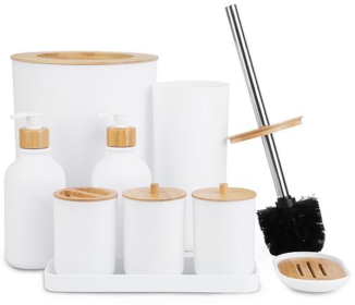 Bathroom Accessories Set, 9 Pieces (Color: White)