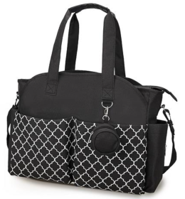 Baby Nappy Diaper Bag with 14 Pockets, 2 Burp Cloths, and Multifunctional Bag (Color: Black)