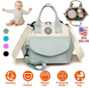 Baby Nappy Diaper Bag with 6 Pockets, Burp Cloth, and Detachable Small Bag