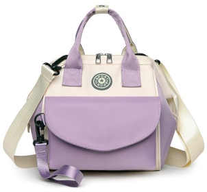 Baby Nappy Diaper Bag with 6 Pockets, Burp Cloth, and Detachable Small Bag (Color: Purple)