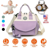 Baby Nappy Diaper Bag with 6 Pockets, Burp Cloth, and Detachable Small Bag