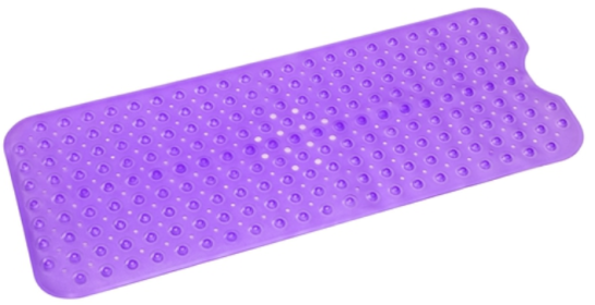 Bath Tub, and Shower Mat, Non-Slip, Anti-Bacterial with Suction Cups, Washable (Color: Purple)