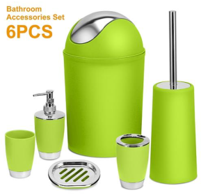 Bathroom Accessories Set, 6 Pieces of Bathroom Ensemble (Color: Green)