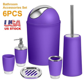 Bathroom Accessories Set, 6 Pieces of Bathroom Ensemble (Color: Purple)