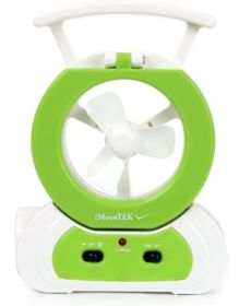 Desk Cooling Fan with 180° Adjustable LED Lamp, Emergency Flashlight Torch (Color: Green)