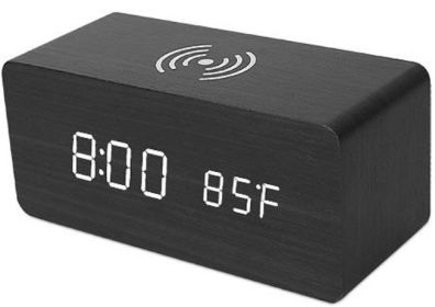 Digital Alarm Clock with Voice Control, Time, Temperature, and Calendar (Color: Black)