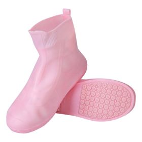 Waterproof Shoe Covers, Reusable, Not-Slip, Foldable, TPE Rubber Shoe Protectors (Color: Pink, Size: Medium)