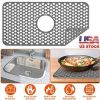 Silicone Grid Sink Mat with Central Drain Hole, Non-Slip, Sink Protector