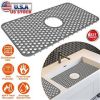 Silicone Grid Sink Mat with Central Drain Hole, Non-Slip, Sink Protector