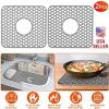 Silicone Grid Sink Mat with Central Drain Hole, Non-Slip, Sink Protector