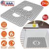 Silicone Grid Sink Mat with Central Drain Hole, Non-Slip, Sink Protector