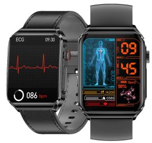 BW-HL6 ECG HRV 1.85 inch AMOLED 3D Curved Screen, Bluetooth Call Smart Watch (Type: Black Silicone)