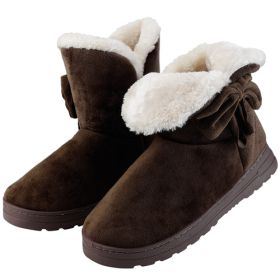 Women Ladies Snow Boots, Super Soft Fabric, Mid-Calf Plush Warm Lining (Color: Coffee, Size: 6)