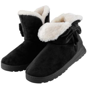 Women Ladies Snow Boots, Super Soft Fabric, Mid-Calf Plush Warm Lining (Color: Black, Size: 6)