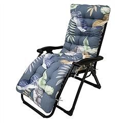 Chaise Lounger Cushion for Recliner Chair (Color: Blue_MultiLeaf)