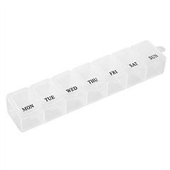 Weekly Pill Organizer, 7 Day, BPA Free Case for Vitamins/Medication/Supplements (Color: White)