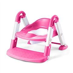 Kids Toilet Seat, Toddler Potty Training Chair with Steps, and Anti-slip (Color: Pink)