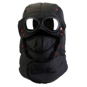 Unisex Thermal Winter Warmth Trapper Trooper Cap, and Goggles (Color: Black)