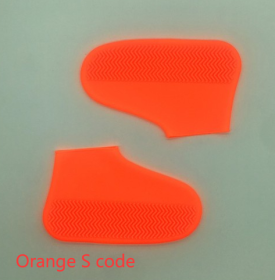 Slip On Easy to Carry Silicone Rain Boots for Men and Women (Option: Orange S code-S)