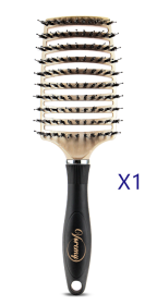 Detangler, and Teaser Hairbrush with Nylon Bristle Scalp Massager (Option: A Golden black-1pc)