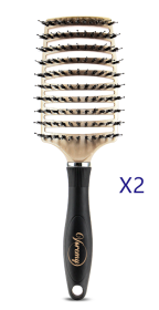 Detangler, and Teaser Hairbrush with Nylon Bristle Scalp Massager (Option: A Golden black-2pcs)